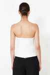 Strapless Fitted Draped Woven Blouse