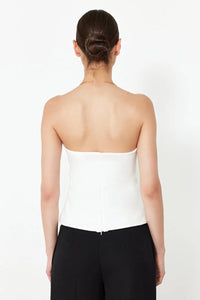 Strapless Fitted Draped Woven Blouse