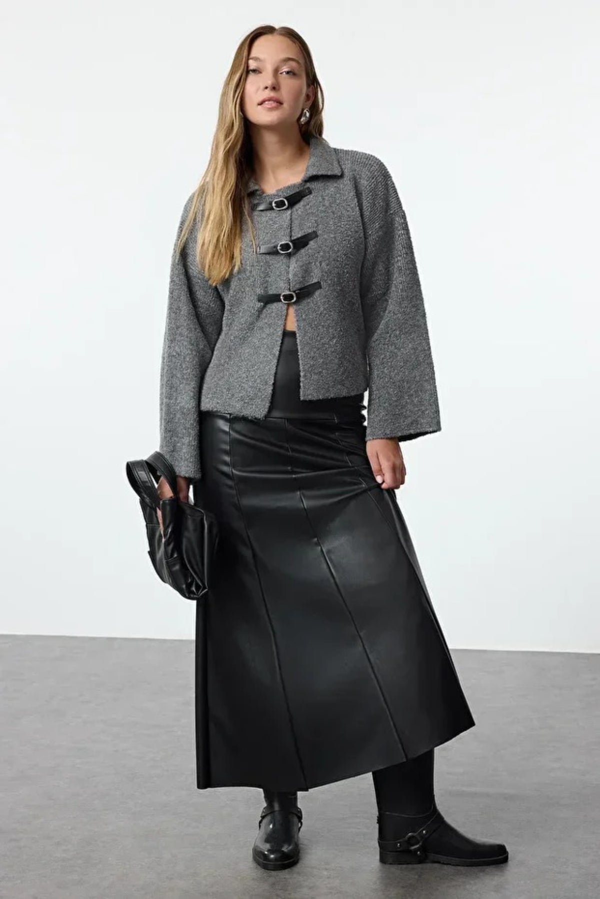 Soft-Textured Coat-Style Knit Cardigan