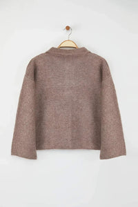 Soft-Textured Coat-Style Knit Cardigan