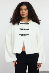 Soft-Textured Coat-Style Knit Cardigan