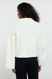 Soft-Textured Coat-Style Knit Cardigan