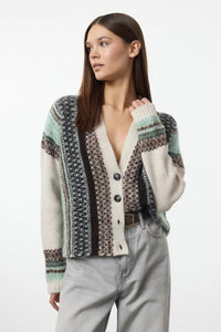 Oversized Soft-Textured Patterned V-Neck Knit Cardigan