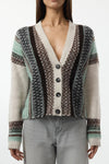 Oversized Soft-Textured Patterned V-Neck Knit Cardigan