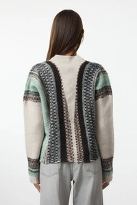 Oversized Soft-Textured Patterned V-Neck Knit Cardigan
