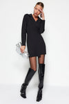 Button-Detail Woven Mini Blazer Dress