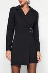 Button-Detail Woven Mini Blazer Dress