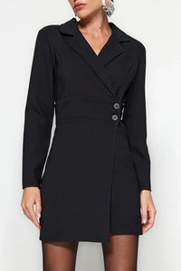 Button-Detail Woven Mini Blazer Dress
