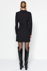 Button-Detail Woven Mini Blazer Dress
