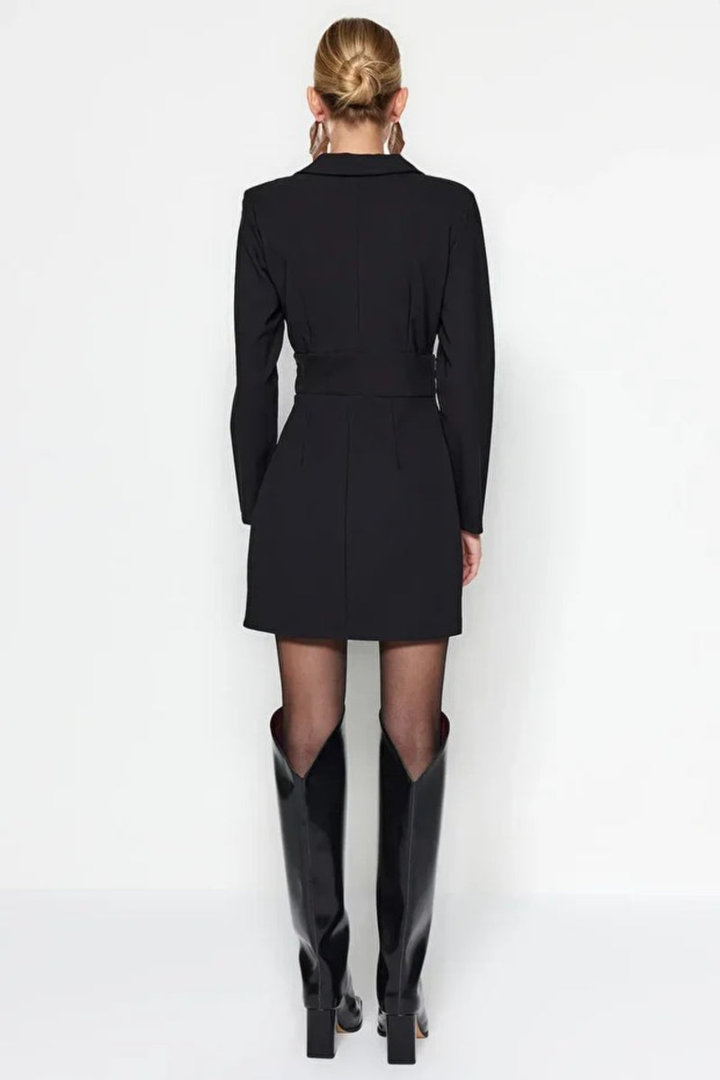 Button-Detail Woven Mini Blazer Dress