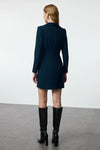 Button-Detail Woven Mini Blazer Dress