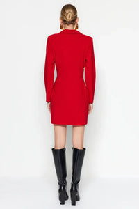 Button-Detail Woven Mini Blazer Dress