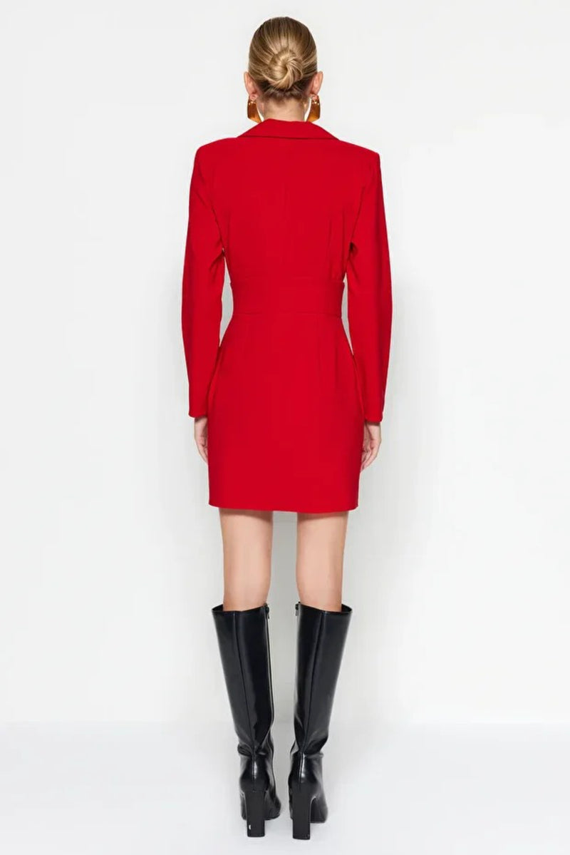 Button-Detail Woven Mini Blazer Dress