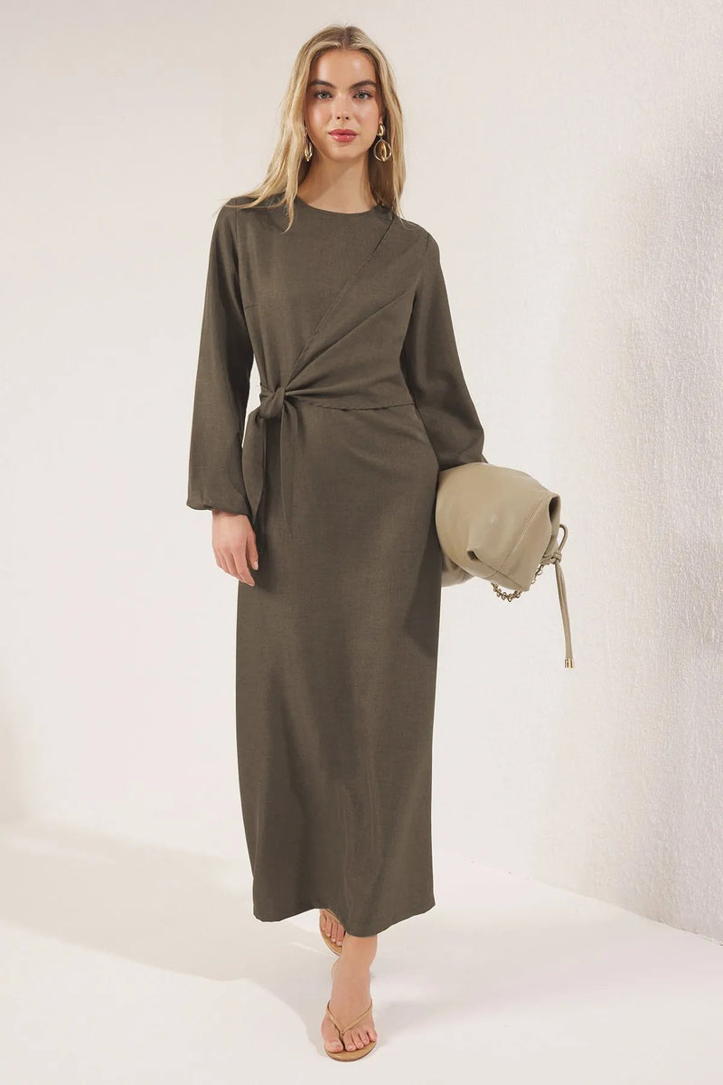 Linen-Look Woven Dress