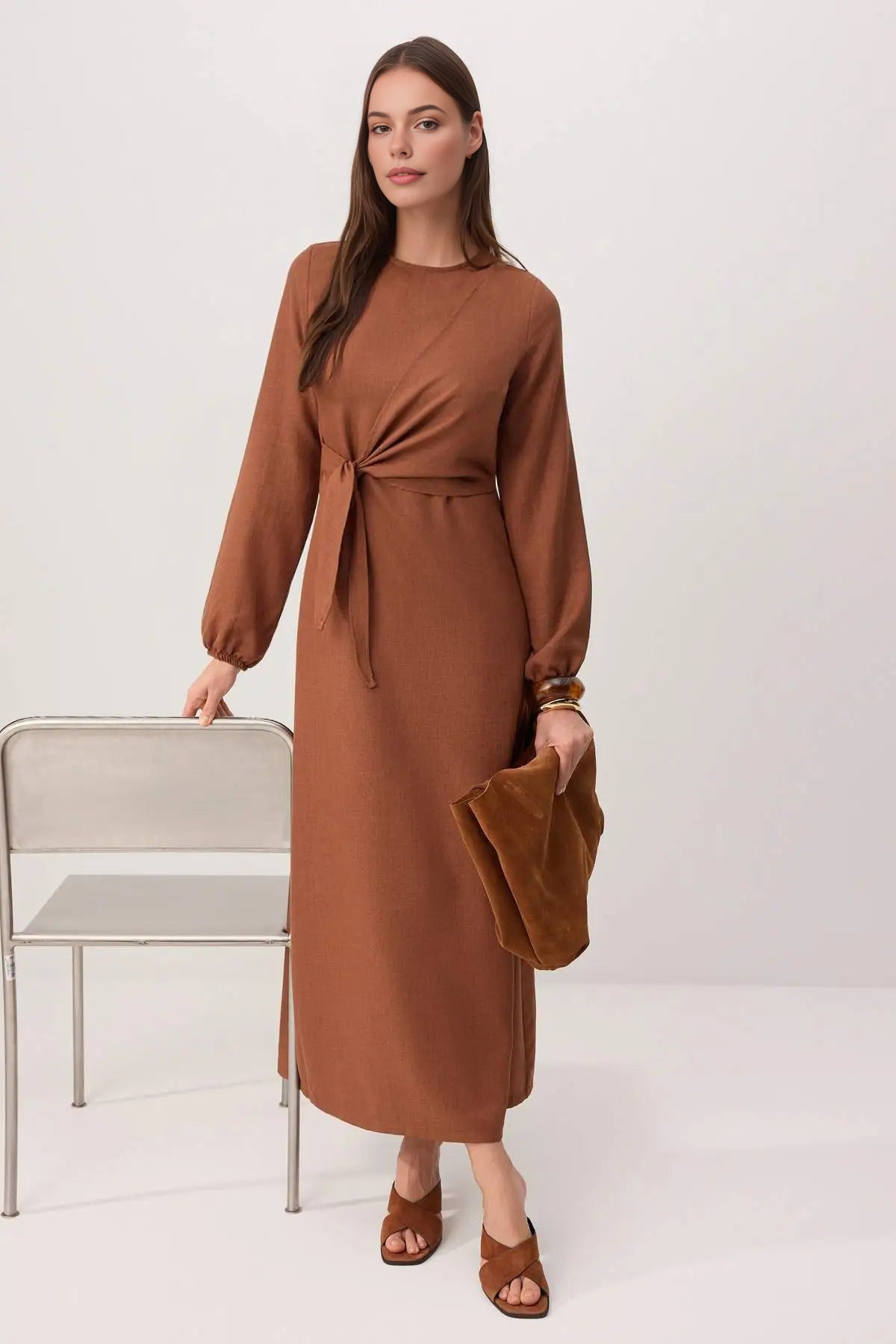 Linen-Look Woven Dress