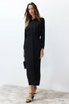 Waist-Detail Buttoned Woven Shirt Dress