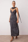 Maxi Satin Evening Dress with Shawl Detail