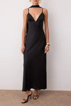 Maxi Satin Evening Dress with Shawl Detail
