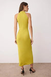 Halter Neck Belted Bodycon Stretch Maxi Knit Dress