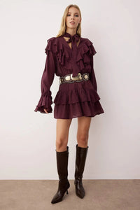 Ruffled Boho Mini Woven Dress