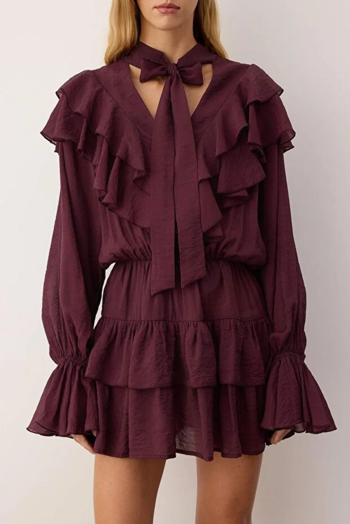 Ruffled Boho Mini Woven Dress
