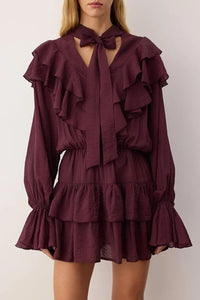 Ruffled Boho Mini Woven Dress
