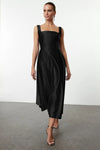 A-Line Satin Woven Elegant Evening Dress