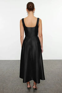 A-Line Satin Woven Elegant Evening Dress