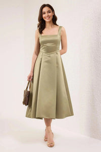 A-Line Satin Woven Elegant Evening Dress