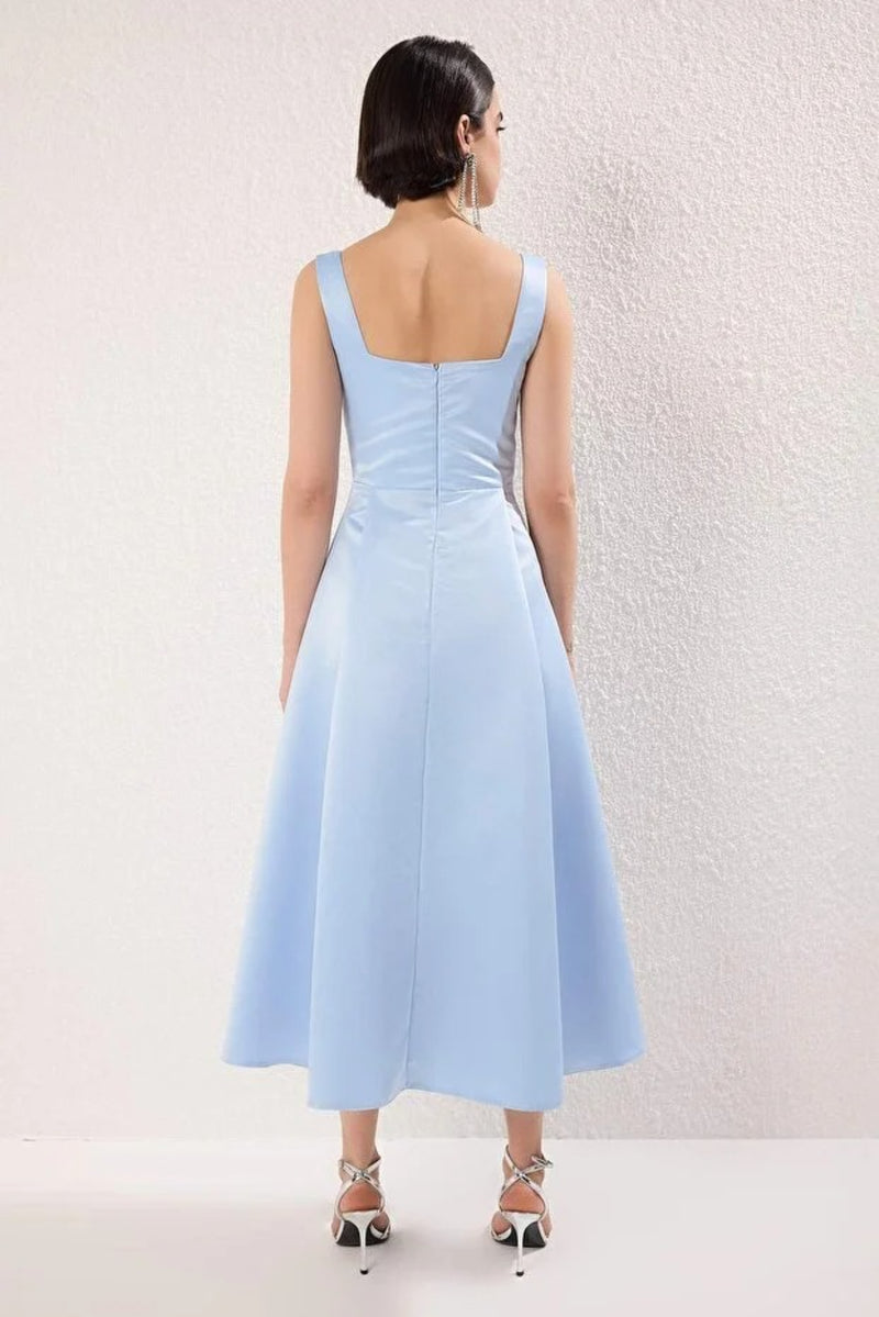 A-Line Satin Woven Elegant Evening Dress