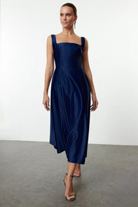 A-Line Satin Woven Elegant Evening Dress