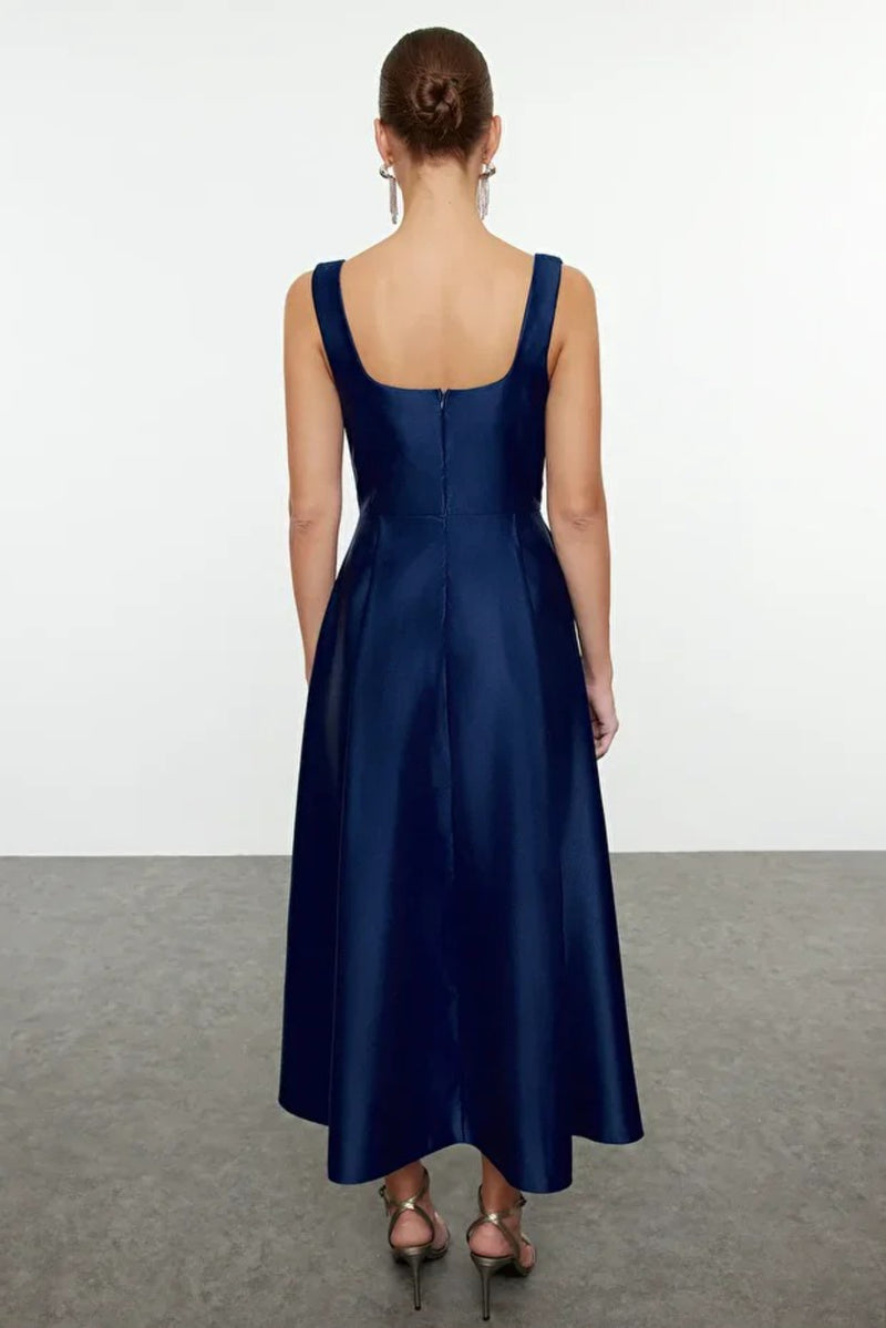 A-Line Satin Woven Elegant Evening Dress