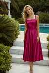 A-Line Satin Woven Elegant Evening Dress