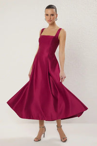 A-Line Satin Woven Elegant Evening Dress