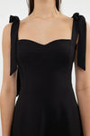 Elegant Woven Midi A-Line Dress with Tie-Strap Detail
