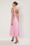 Elegant Woven Midi A-Line Dress with Tie-Strap Detail