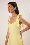 Elegant Woven Midi A-Line Dress with Tie-Strap Detail