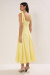Elegant Woven Midi A-Line Dress with Tie-Strap Detail