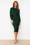 2-Piece Midi Knit Basic Dress with Cardigan