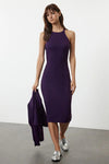 2-Piece Midi Knit Basic Dress with Cardigan