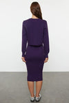 2-Piece Midi Knit Basic Dress with Cardigan