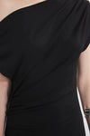 Midi Knit Dress with Ruched/Draped Detail