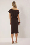 Midi Knit Dress with Ruched/Draped Detail