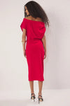 Midi Knit Dress with Ruched/Draped Detail