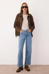 Blue High-Waist Straight Jeans