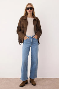 Blue High-Waist Straight Jeans