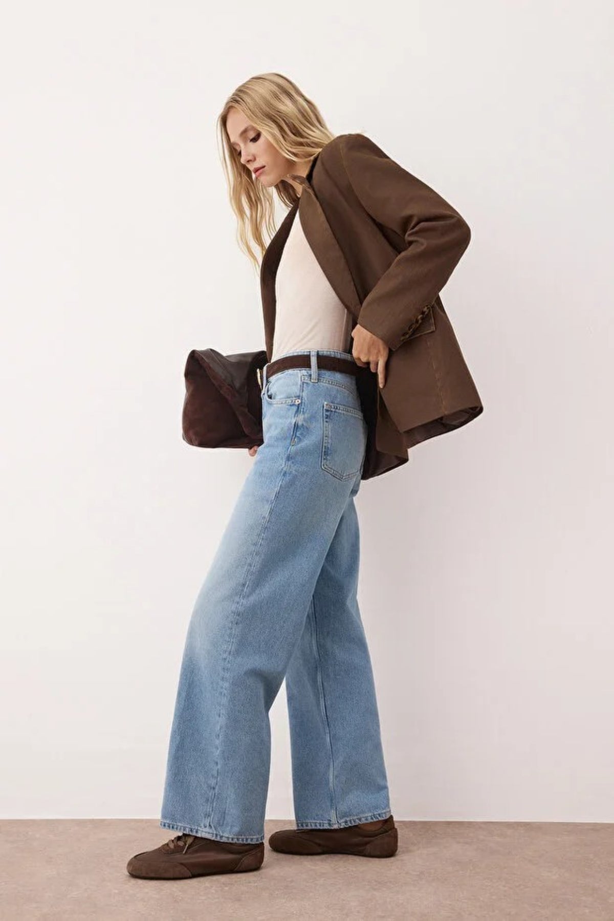 Blue High-Waist Straight Jeans