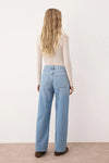 Blue High-Waist Straight Jeans