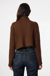 Cropped Soft-Textured High Neck Knit Cardigan