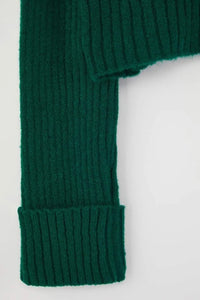 Cropped Soft-Textured High Neck Knit Cardigan